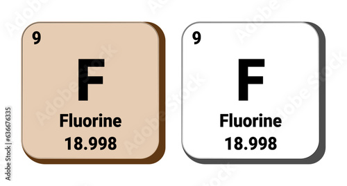 F, Fluorine element vector icon, periodic table element. Vector illustration EPS 10 File. Isolated on white background.