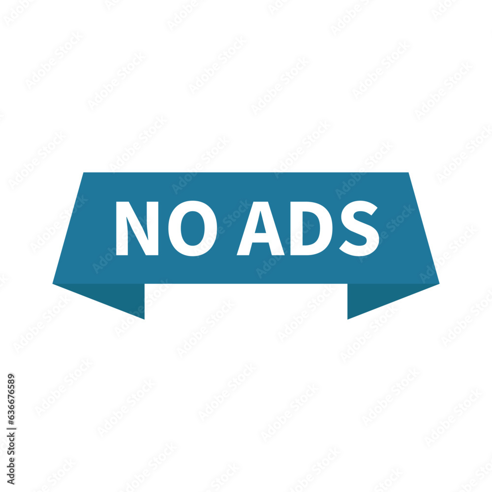 No Ads In Blue Rectangle Ribbon Shape For Announcement
