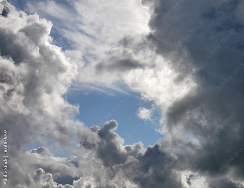 Fototapeta premium Clouds frame in the sky background, beautiful heaven photo