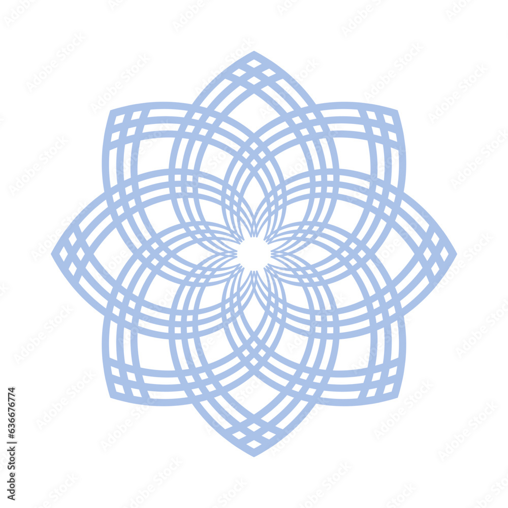 Abstract Decorative Geometric Blue Radial Lacy Pattern.