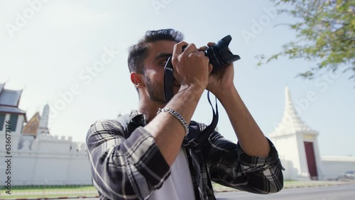 Male solo traveler exploring the bangkok city 