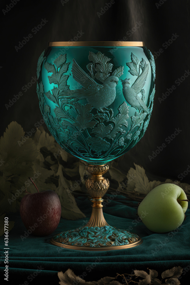 Rose gold goblet with crystal of the magical world