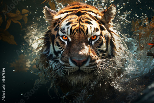 Realistic image of tiger, safari, water