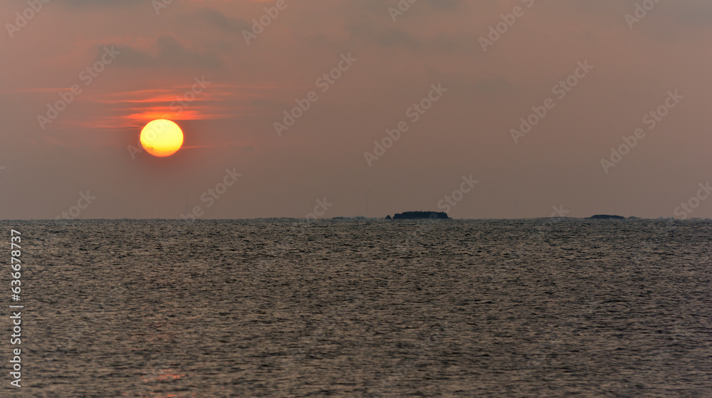 coucher de soleil, Pornichet, île des Évens, 44, Loire Atlantique , France