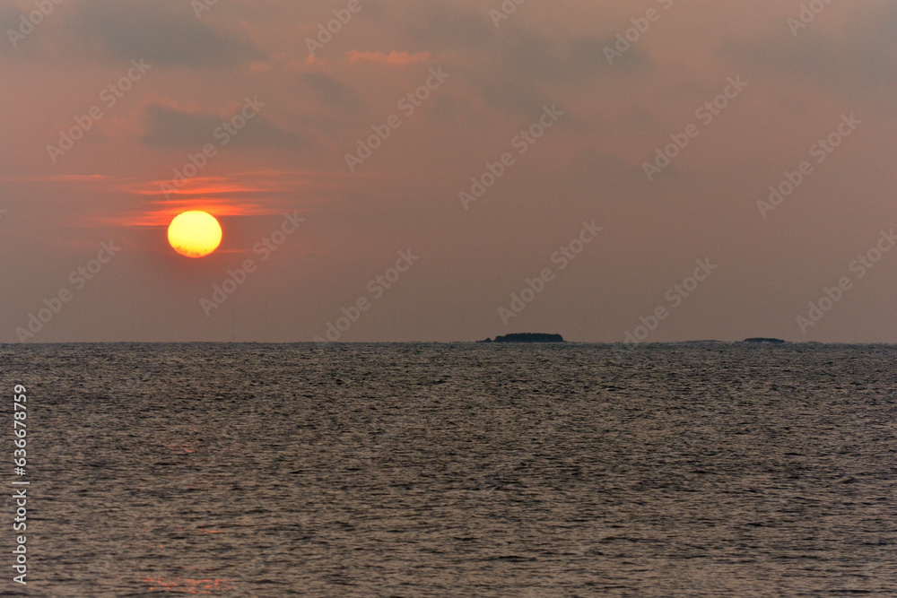 coucher de soleil, Pornichet, île des Évens, 44, Loire Atlantique , France
