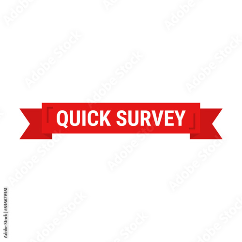Quick Survey In Red Ribbon Rectangle Shape For Analitic Information
