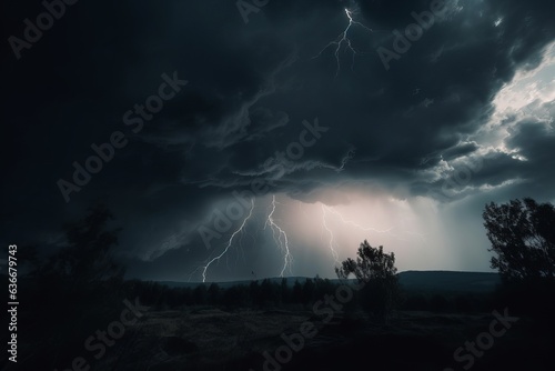 storm approaching a scenic field with trees