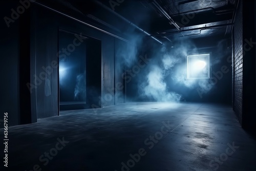 mysterious and atmospheric room filled with swirling smoke and shadows