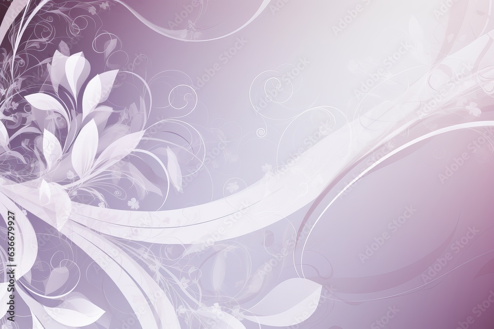 Obraz premium vibrant purple and white background with swirling patterns and intricate leaf designs