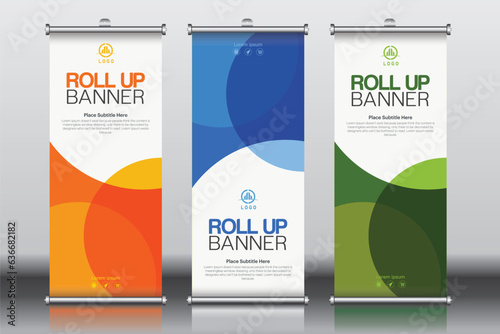 Roll up, roll up banner, rollup banner brochure flyer banner design template vector, roll up design modern x-banner and flag-banner. 850-2000mm rectangle size. photo