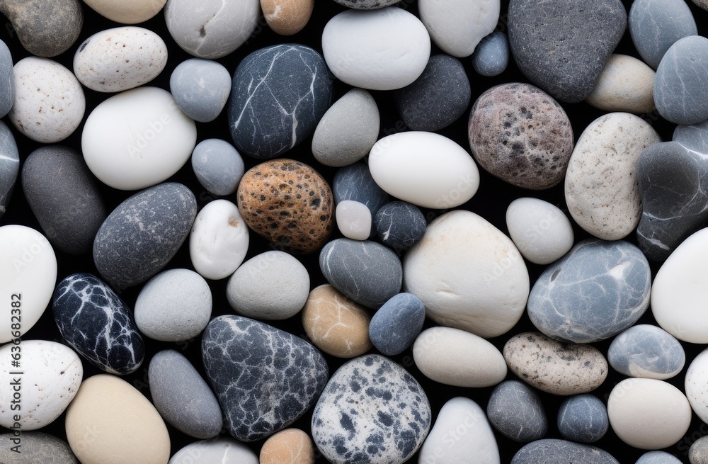 Abstract background with round pebble stones. Vacation holiday recreation on beach concept. SEAMLESS PATTERN. SEAMLESS WALLPAPER. Created with Generative AI technology. Abstract background with round pebble stones. Vacation holiday recreation on beach concept. SEAMLESS PATTERN. SEAMLESS WALLPAPER. Created with Generative AI technology.