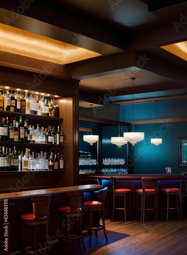 Bar interior design ultra realistic hyper detailed.