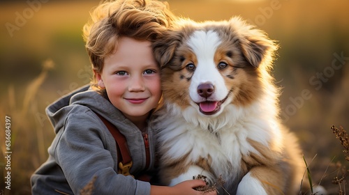 dog and child cuddling and ...