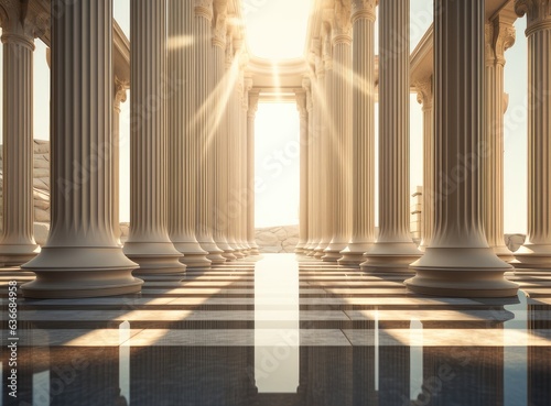 Fototapeta marble columns of academy of athens Created with Generative AI technology