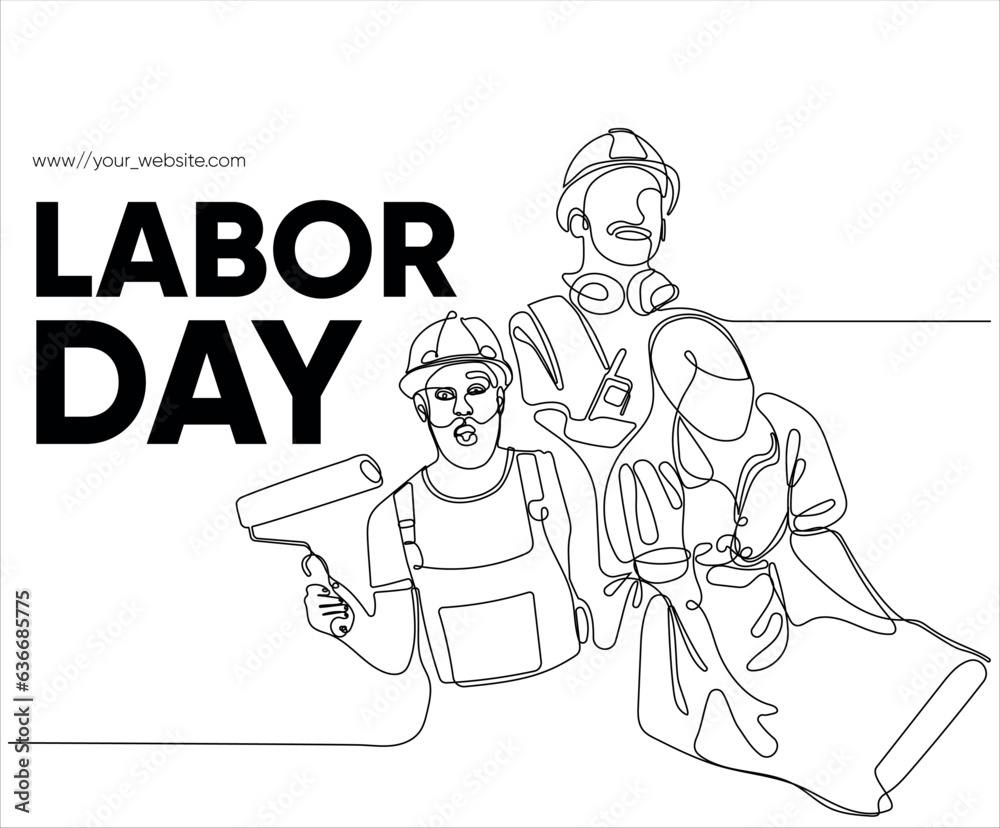 Happy Labour Day simple vector web banner. Set of tools. Lettering Labour Day. Black and white background, banner, poster. Vector illustration Happy Labour Day simple vector web banner. Set of tools. Lettering Labour Day. Black and white background, banner, poster. Vector illustration