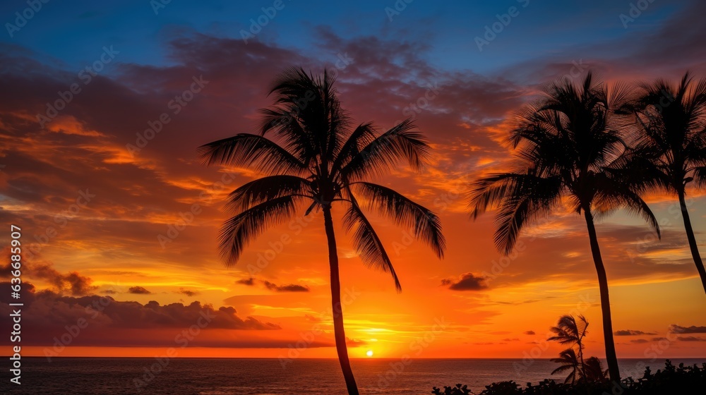 Image of a coastal sunset, the sun on the horizon with its fiery brilliance.