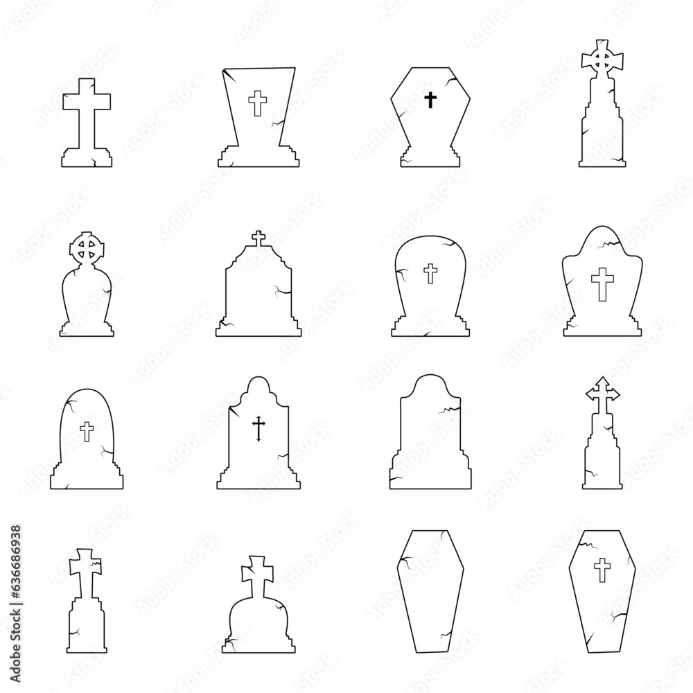 set of Line art tombstones for Halloween. Halloween Elements and Objects for Design Projects.
set of Line art tombstones for Halloween. Halloween Elements and Objects for Design Projects.