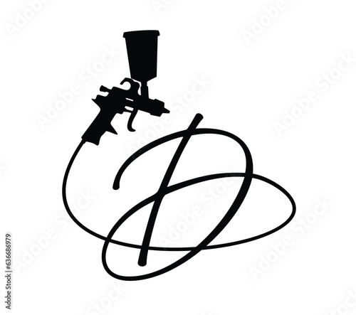 Spray Gun Monogram Logo Vector Illustration Letter D