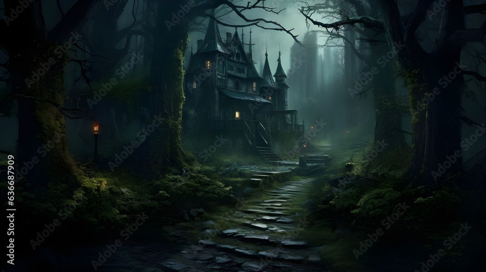 dark creepy mansion