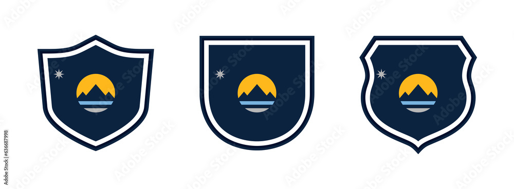 shields icon set with reno city flag. isolated on white background. vector illustration shields icon set with reno city flag. isolated on white background. vector illustration