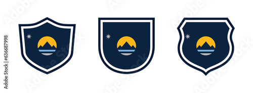 shields icon set with reno city flag. isolated on white background. vector illustration