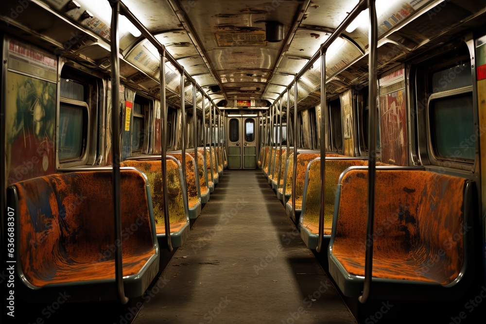 Abandoned Subway Car - Shabby Interior with Decline Vibes