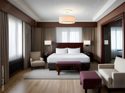 Hyperdetailed ultrarealistic hotel villa interior design.