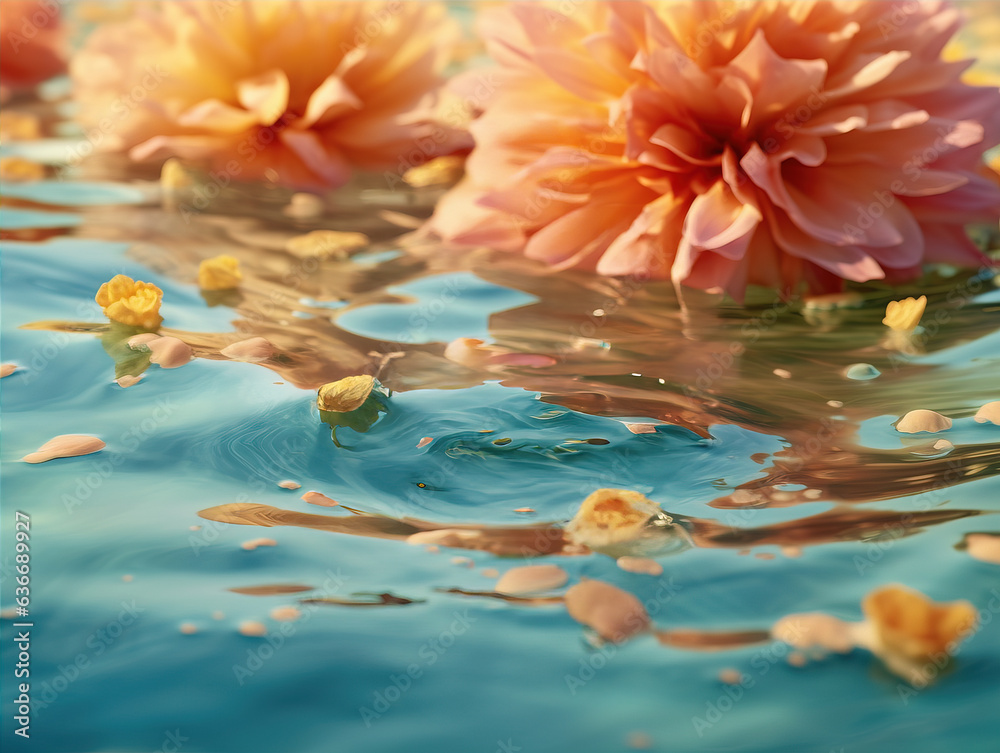 Flower and water ripple background,created with generative ai tecnology.