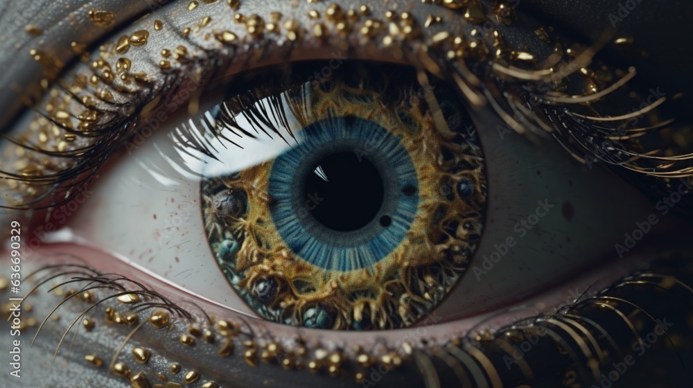 eyes that are scaled over surrealism 3D.Generative AI
