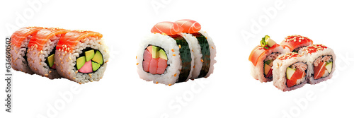 Delicious tuna sushi roll transparent background
