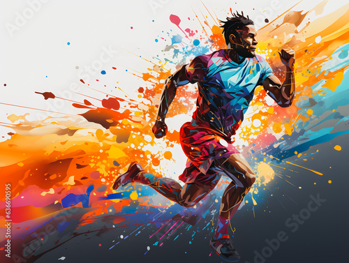 Olympic Games in Paris 2024. Running athlete. Generative AI