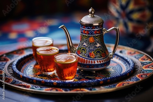a beautiful Turkish tea set on a table cloth © DailyLifeImages