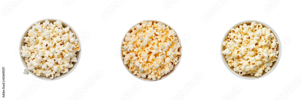 Bird s eye view and trimmed photo of a popcorn dish Bird s eye view and trimmed photo of a popcorn dish
