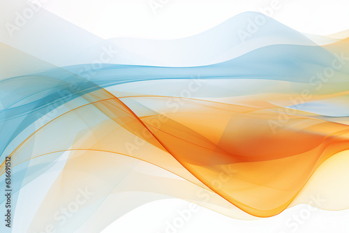 青色とオレンジ色の波型幾何学抽象背景
