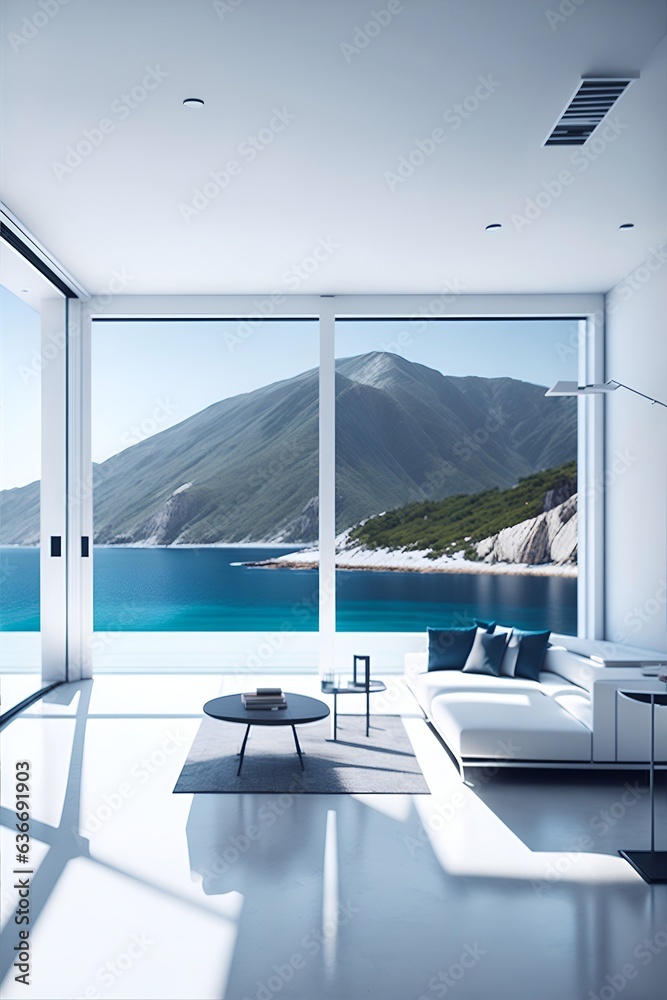 Minimalist lixury villa. Modern style. AI generated illustration