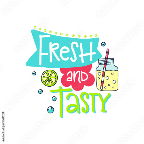 Fresh And Tasty Lemonade Cute Design Quotes Doodle Text Font Fun And Playful Digital Vector Art photo