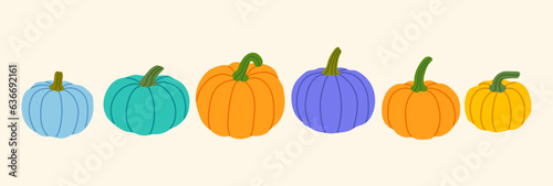 colorful vector isolated autumn pumpkin illustration banner, pumpkin decoration