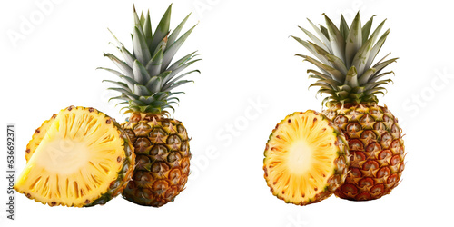 transparent background with pineapple slices