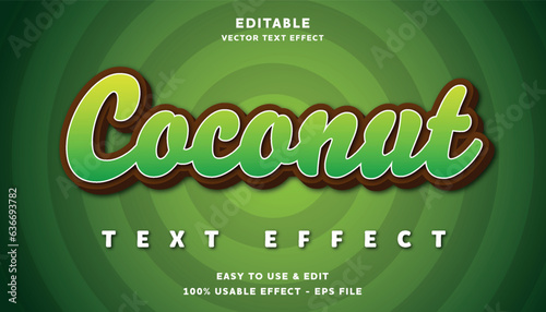 coconut editable text effect with modern and simple style