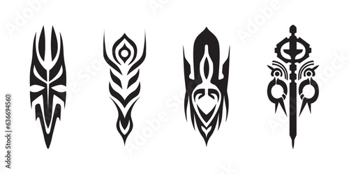 set of four tribal tattoo design vector