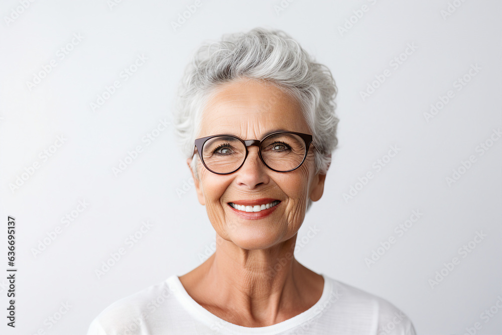Generative AI portrait of senior charming business woman smiling overjoyed and satisfied Generative AI portrait of senior charming business woman smiling overjoyed and satisfied