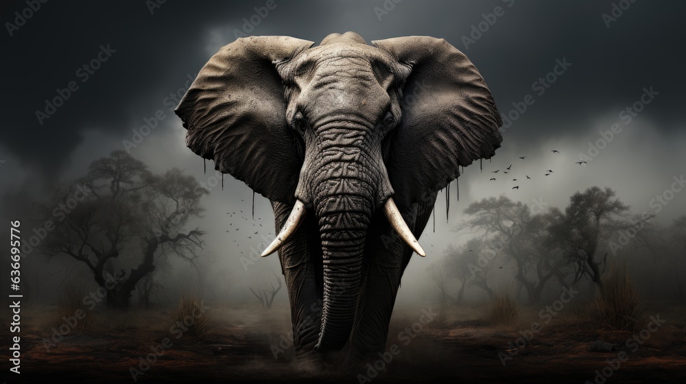 Fototapeta premium A stunning image of a majestic elephant in its natural habitat.