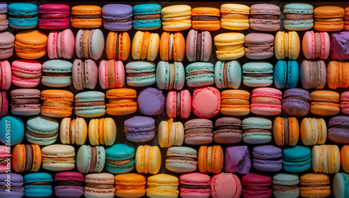 macarons dessert with vintage pastel tones. close up. Small French cakes. Culinary and cooking concept.