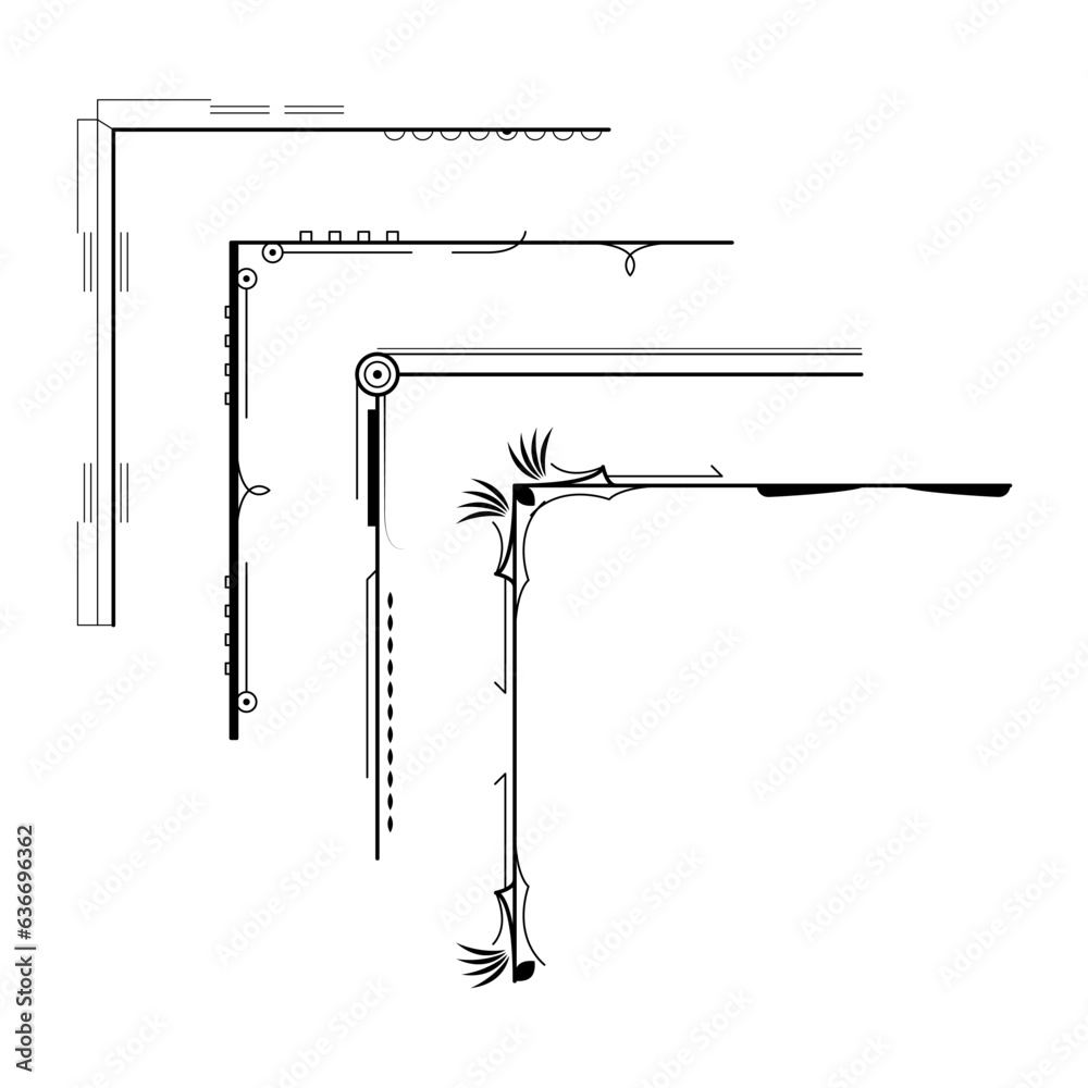 Set Hand Draw Of Corners Different Shapes Flower Decoration Vector Design Doodle Sketch Style For Wedding And Banner Set Hand Draw Of Corners Different Shapes Flower Decoration Vector Design Doodle Sketch Style For Wedding And Banner