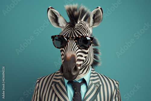 cool zebra wearing glasses
