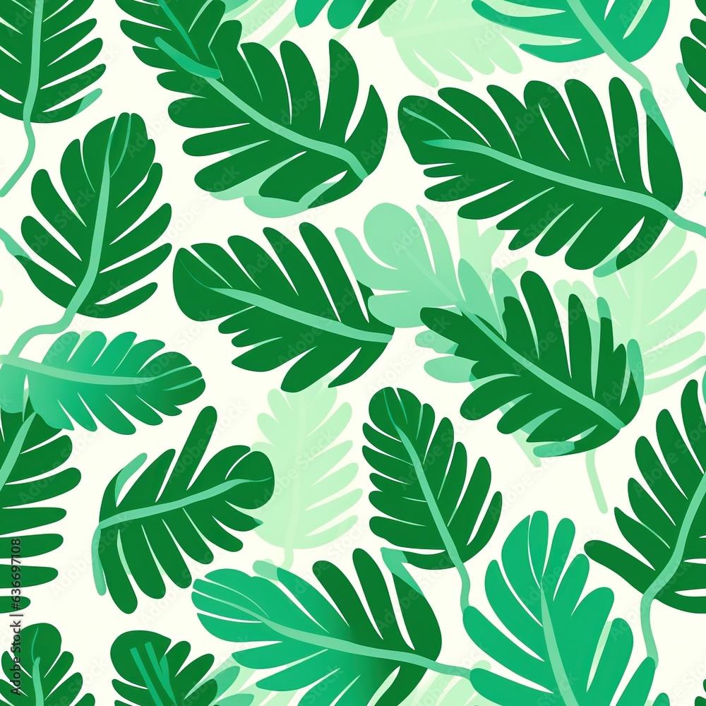 Fototapeta premium Seamless Leaf Pattern with Green Leaves