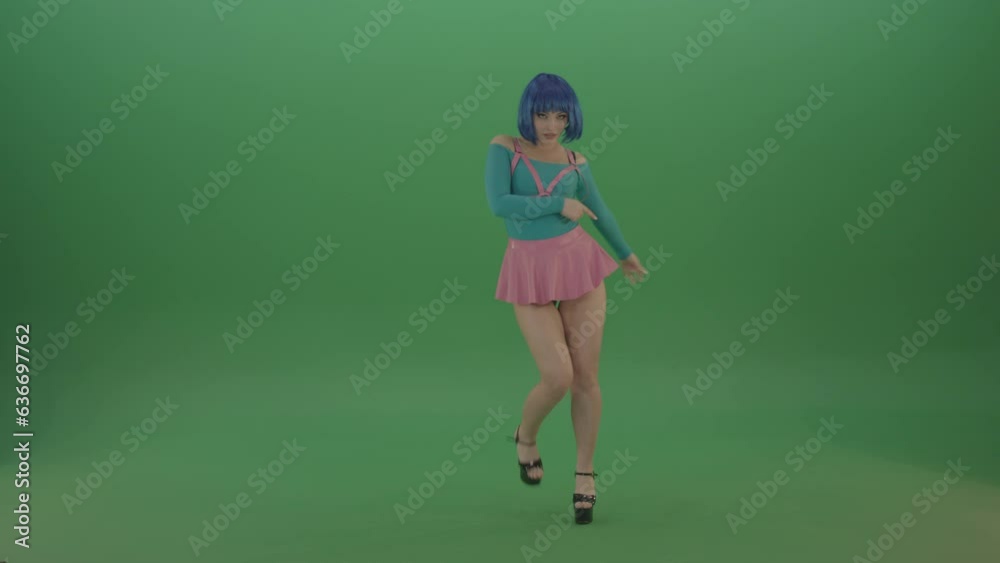 Elegant sexy Go Go Dancing Girl posing o Green Screen 4K Elegant sexy Go Go Dancing Girl posing o Green Screen 4K