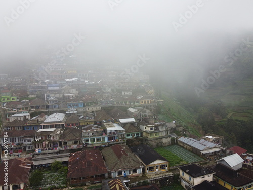 The beauty of the landscape and architecture of the arrangement of terraced houses in the tourist area of ​​Nepal van Java, Butuh Hamlet, Temanggung Village, Kaliangkrik District, Magelang, Central Ja