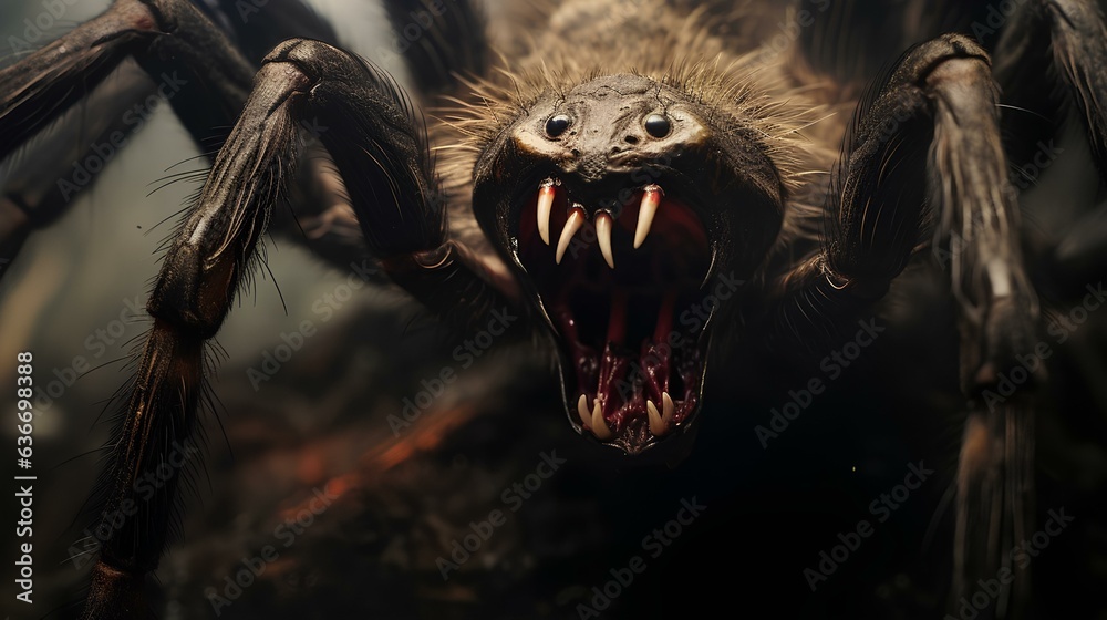 A spider-like monster frighteningly opened its jaw. A spider-like monster frighteningly opened its jaw.