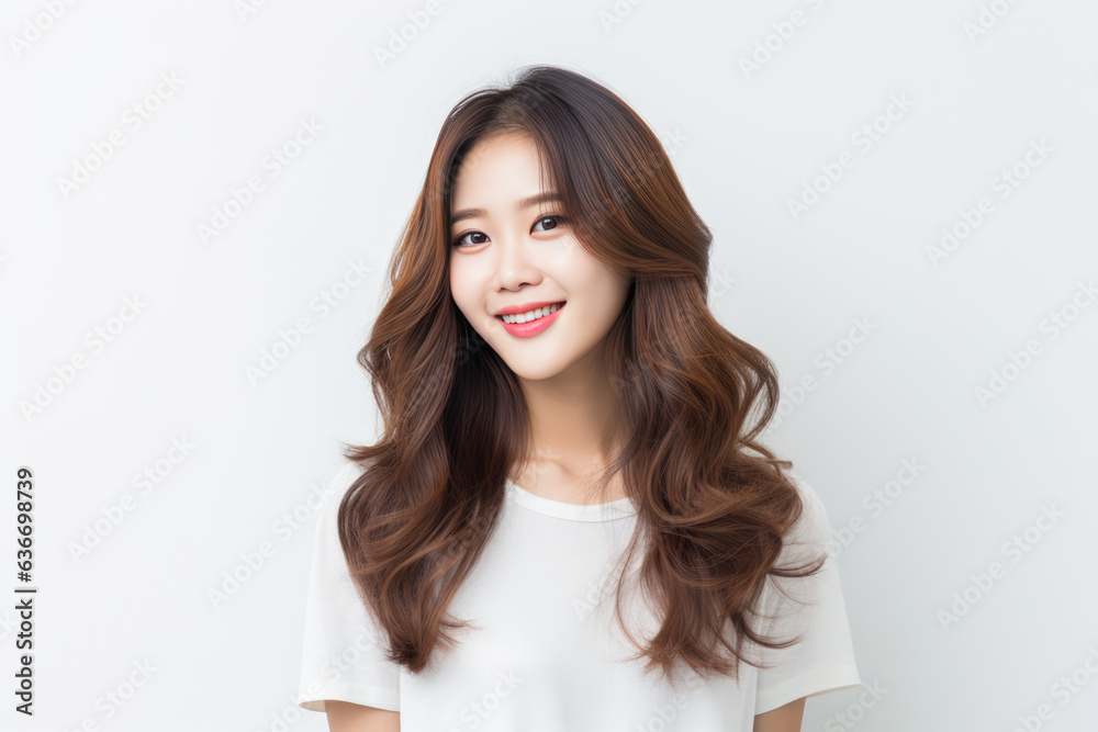 Beautiful Young Happy Korean Woman On White Background Beautiful Young Happy Korean Woman On White Background
